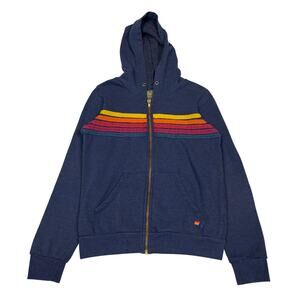 Aviator Nation 5 Stripe Full Zip Hoodie Youth Kids 12 Retro Loungewear